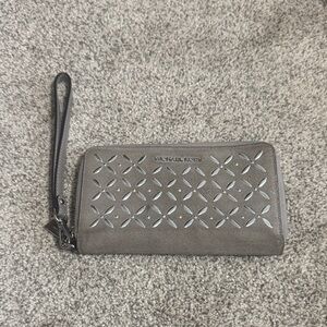 Michael Kors Metallic Gray Wristlet